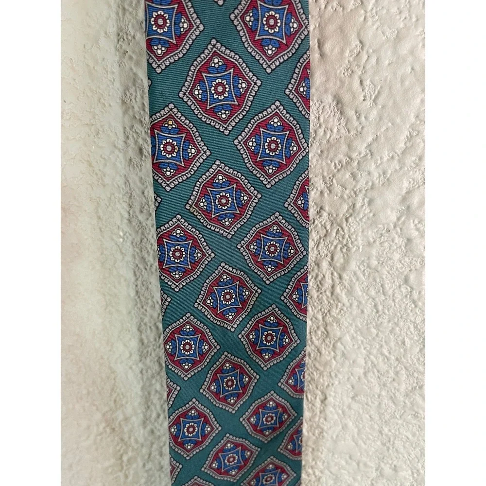 Vintage‎ Bert Pulitzer for Garfinckel's Men's Necktie Green Blue Red Diamond